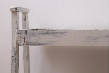 アンティーク家具　昭和初期　ペイント　シャビーシックな佇まいのサイドワゴン(テーブル、サイドテーブル、飾り台、花台)(R-042640)