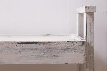 アンティーク家具　昭和初期　ペイント　シャビーシックな佇まいのサイドワゴン(テーブル、サイドテーブル、飾り台、花台)(R-042640)