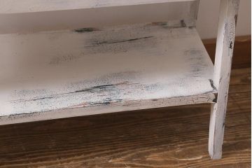 アンティーク家具　昭和初期　ペイント　シャビーシックな佇まいのサイドワゴン(テーブル、サイドテーブル、飾り台、花台)(R-042640)