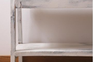 アンティーク家具　昭和初期　ペイント　シャビーシックな佇まいのサイドワゴン(テーブル、サイドテーブル、飾り台、花台)(R-042640)