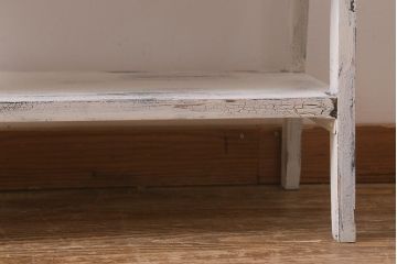 アンティーク家具　昭和初期　ペイント　シャビーシックな佇まいのサイドワゴン(テーブル、サイドテーブル、飾り台、花台)(R-042640)