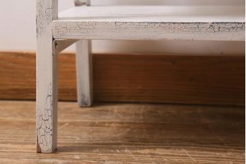 アンティーク家具　昭和初期　ペイント　シャビーシックな佇まいのサイドワゴン(テーブル、サイドテーブル、飾り台、花台)(R-042640)