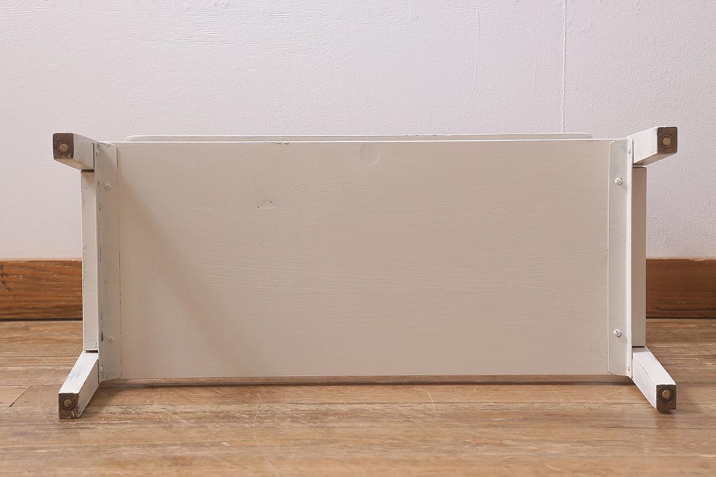 アンティーク家具　昭和初期　ペイント　シャビーシックな佇まいのサイドワゴン(テーブル、サイドテーブル、飾り台、花台)(R-042640)