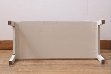 アンティーク家具　昭和初期　ペイント　シャビーシックな佇まいのサイドワゴン(テーブル、サイドテーブル、飾り台、花台)(R-042640)