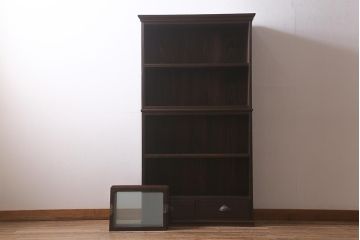 アンティーク家具　和製アンティーク　栗材　大正ロマン　落ち着いた大人の雰囲気漂う重ね戸棚(収納棚、食器棚、本箱)(R-042643)