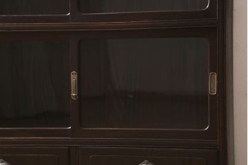 アンティーク家具　和製アンティーク　栗材　大正ロマン　落ち着いた大人の雰囲気漂う重ね戸棚(収納棚、食器棚、本箱)(R-042643)