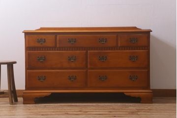 中古　横浜ダニエル(daniel)　アーリーアメリカン　A-104横長整理タンス　エレガントな佇まいが魅力のチェスト(定価約50万円)(引き出し)(R-042647)