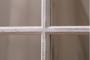 アンティーク雑貨　シャビーなペイントがお洒落な窓風ミラー(ウォールミラー、鏡、ディスプレイ)(R-042648)