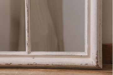 アンティーク雑貨　シャビーなペイントがお洒落な窓風ミラー(ウォールミラー、鏡、ディスプレイ)(R-042648)