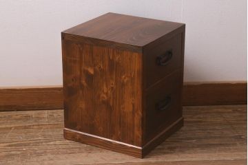 ラフジュ工房オリジナル　古金具リメイク　前板栗材　ヒノキ材　引手が魅力の小引き出し(小物収納)(R-042649)