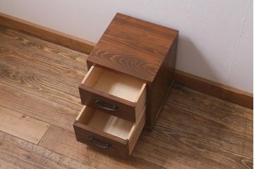 ラフジュ工房オリジナル　古金具リメイク　前板栗材　ヒノキ材　引手が魅力の小引き出し(小物収納)(R-042649)