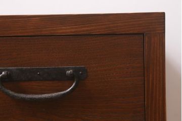 ラフジュ工房オリジナル　古金具リメイク　前板栗材　ヒノキ材　引手が魅力の小引き出し(小物収納)(R-042649)