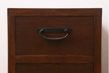 ラフジュ工房オリジナル　古金具リメイク　前板栗材　ヒノキ材　引手が魅力の小引き出し(小物収納)(R-042649)