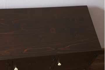 ラフジュ工房オリジナル　3×5マス　古材リメイク　ラワン古材　ネームプレート付きのマス目棚・右開き(収納棚、ロッカー、下駄箱)(R-042652)