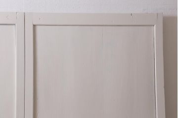 アンティーク建具　明治大正期　ペイント　バイカラーのお洒落な板戸2枚セット(引き戸、建具、帯戸)(R-042654)