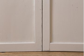 アンティーク建具　明治大正期　ペイント　バイカラーのお洒落な板戸2枚セット(引き戸、建具、帯戸)(R-042654)