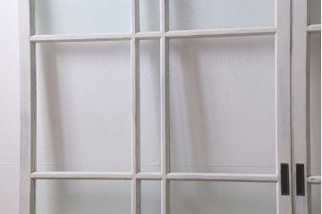 アンティーク建具　昭和初期　結霜ガラス　明るく爽やかな雰囲気のガラス戸2枚セット(引き戸、建具)(R-042655)