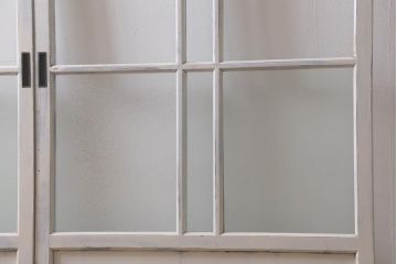 アンティーク建具　昭和初期　結霜ガラス　明るく爽やかな雰囲気のガラス戸2枚セット(引き戸、建具)(R-042655)