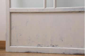 アンティーク建具　昭和初期　結霜ガラス　明るく爽やかな雰囲気のガラス戸2枚セット(引き戸、建具)(R-042655)
