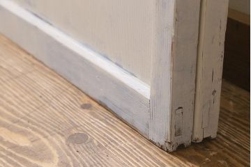 アンティーク建具　昭和初期　結霜ガラス　明るく爽やかな雰囲気のガラス戸2枚セット(引き戸、建具)(R-042655)