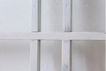 アンティーク建具　昭和初期　結霜ガラス　明るく爽やかな雰囲気のガラス戸2枚セット(引き戸、建具)(R-042655)