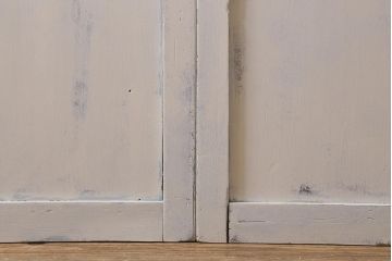 アンティーク建具　昭和初期　結霜ガラス　明るく爽やかな雰囲気のガラス戸2枚セット(引き戸、建具)(R-042655)