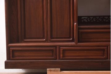ヴィンテージ家具　紫檀材　品のある佇まいが魅力の飾り棚(茶棚、収納棚、戸棚、ビンテージ)(R-042659)