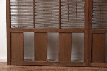 ビンテージ建具　上手物!　無双窓　藤紋の透かし入りの御簾戸2枚セット(戸、簀戸、葭戸、夏障子、夏戸、葦戸)(R-042663)