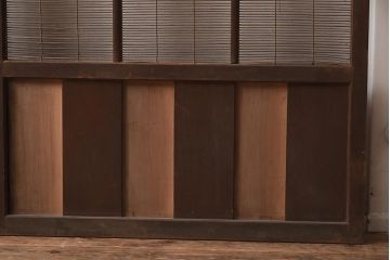 ビンテージ建具　上手物!　無双窓　藤紋の透かし入りの御簾戸2枚セット(戸、簀戸、葭戸、夏障子、夏戸、葦戸)(R-042663)