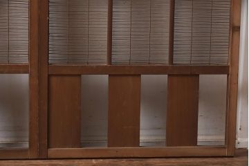 ビンテージ建具　上手物!　無双窓　藤紋の透かし入りの御簾戸2枚セット(戸、簀戸、葭戸、夏障子、夏戸、葦戸)(R-042663)