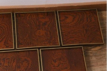 アンティーク雑貨　明治十三年　金縁　欅一枚板　玉杢　お膳10客セット(R-042668)