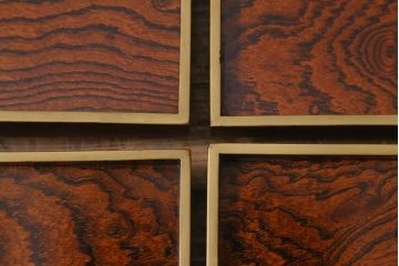 アンティーク雑貨　明治十三年　金縁　欅一枚板　玉杢　お膳10客セット(R-042668)