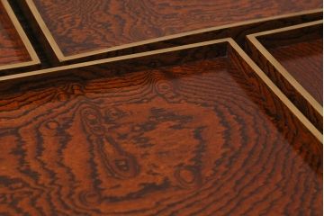 アンティーク雑貨　明治十三年　金縁　欅一枚板　玉杢　お膳10客セット(R-042668)