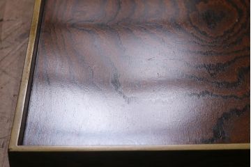 アンティーク雑貨　明治十三年　金縁　欅一枚板　玉杢　お膳10客セット(R-042668)