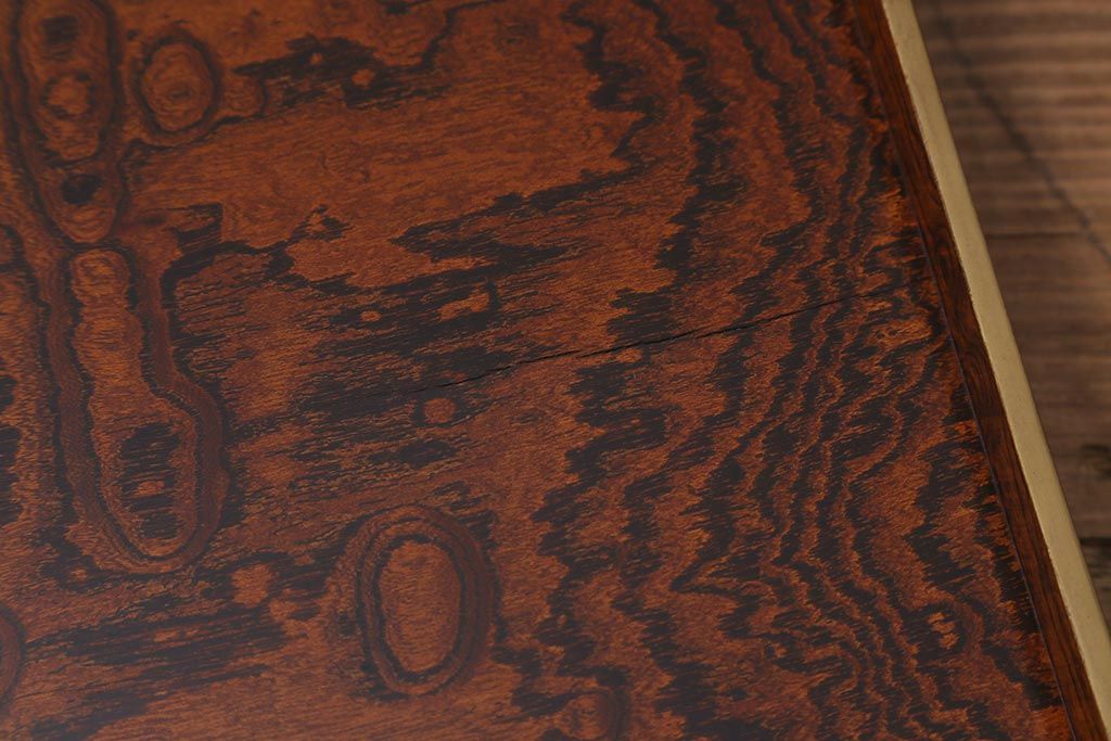 アンティーク雑貨　明治十三年　金縁　欅一枚板　玉杢　お膳10客セット(R-042668)