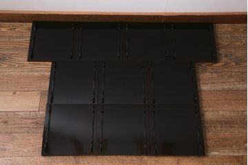 アンティーク雑貨　明治十三年　金縁　欅一枚板　玉杢　お膳10客セット(R-042668)