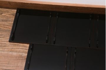 アンティーク雑貨　明治十三年　金縁　欅一枚板　玉杢　お膳10客セット(R-042668)