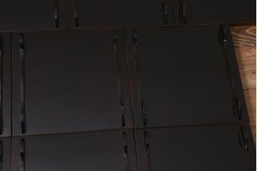 アンティーク雑貨　明治十三年　金縁　欅一枚板　玉杢　お膳10客セット(R-042668)