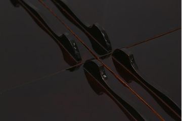 アンティーク雑貨　明治十三年　金縁　欅一枚板　玉杢　お膳10客セット(R-042668)