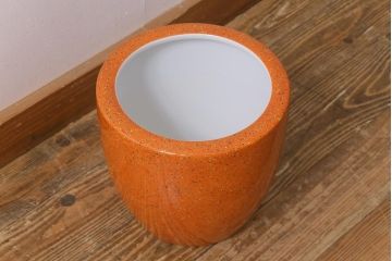 和製アンティーク　オールドノリタケ　日陶(則武)　高級感のある砂地橙色火鉢(瀬戸火鉢、Noritake、noritake、NORITAKE、手あぶり、鉢カバー、傘立て)(R-042669)
