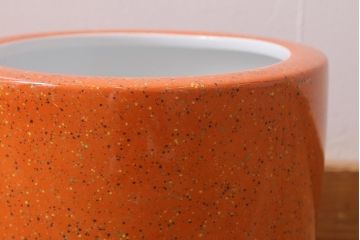 和製アンティーク　オールドノリタケ　日陶(則武)　高級感のある砂地橙色火鉢(瀬戸火鉢、Noritake、noritake、NORITAKE、手あぶり、鉢カバー、傘立て)(R-042669)