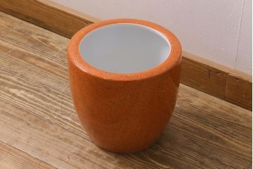アンティーク雑貨　ノリタケ・則武(日陶)　オールドノリタケ　高級感のある砂地橙色火鉢(手あぶり、鉢カバー、傘立て)(R-042669)