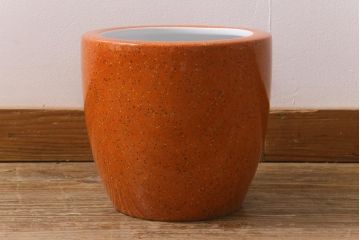 アンティーク雑貨　ノリタケ・則武(日陶)　オールドノリタケ　高級感のある砂地橙色火鉢(手あぶり、鉢カバー、傘立て)(R-042669)