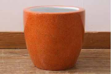 アンティーク雑貨　ノリタケ・則武(日陶)　オールドノリタケ　高級感のある砂地橙色火鉢(手あぶり、鉢カバー、傘立て)(R-042669)