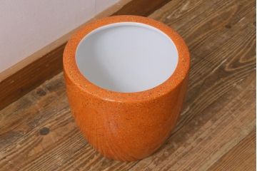 アンティーク雑貨　ノリタケ・則武(日陶)　オールドノリタケ　高級感のある砂地橙色火鉢(手あぶり、鉢カバー、傘立て)(R-042670)
