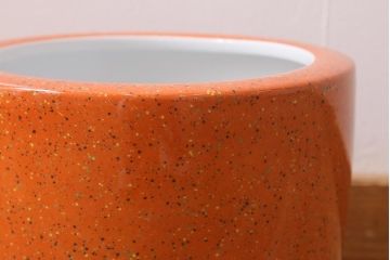 アンティーク雑貨　ノリタケ・則武(日陶)　オールドノリタケ　高級感のある砂地橙色火鉢(手あぶり、鉢カバー、傘立て)(R-042670)