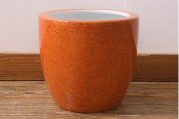 アンティーク雑貨　ノリタケ・則武(日陶)　オールドノリタケ　高級感のある砂地橙色火鉢(手あぶり、鉢カバー、傘立て)(R-042670)
