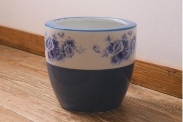 アンティーク雑貨　昭和初期　オールドノリタケ(則武、日陶)　ブルーローズ　火鉢(手あぶり、鉢カバー、傘立て)(R-042671)
