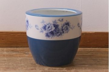 アンティーク雑貨　昭和初期　オールドノリタケ(則武、日陶)　ブルーローズ　火鉢(手あぶり、鉢カバー、傘立て)(R-042671)