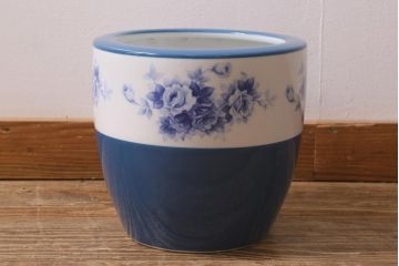 アンティーク雑貨　昭和初期　オールドノリタケ(則武、日陶)　ブルーローズ　火鉢(手あぶり、鉢カバー、傘立て)(R-042672)